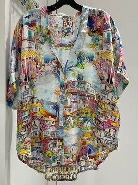 JOHNNY WAS SILK BLOUSE  Multi color